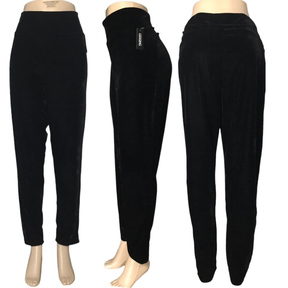 *New* Lily Morgan Black Terciopelo Straight Elegant Pants Size  1X
